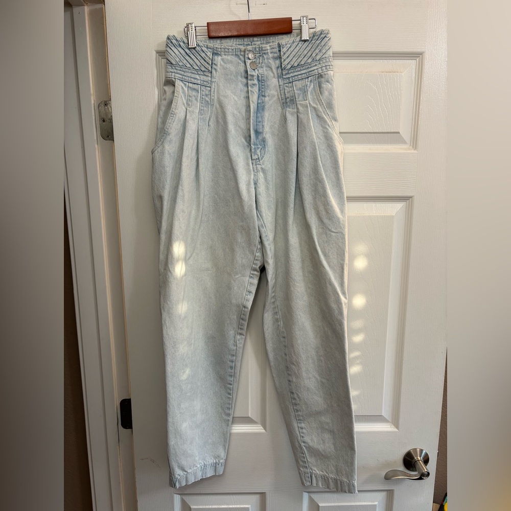 Jordache Vintage High-Rise Pleated Light Blue Jeans